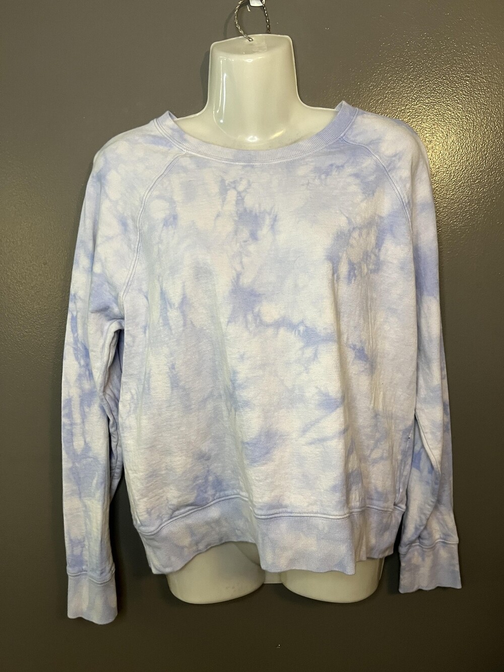 Athleta Sweatshirt Womens Small Petite Blue Tie Dye Crewneck Raglan Pullover